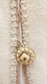 CHANEL 10C Ivory Cream Gold Line Trim Jacket 36 42 シャネル アイボリー クリーム ゴールド ライン トリム ジャケット 即発