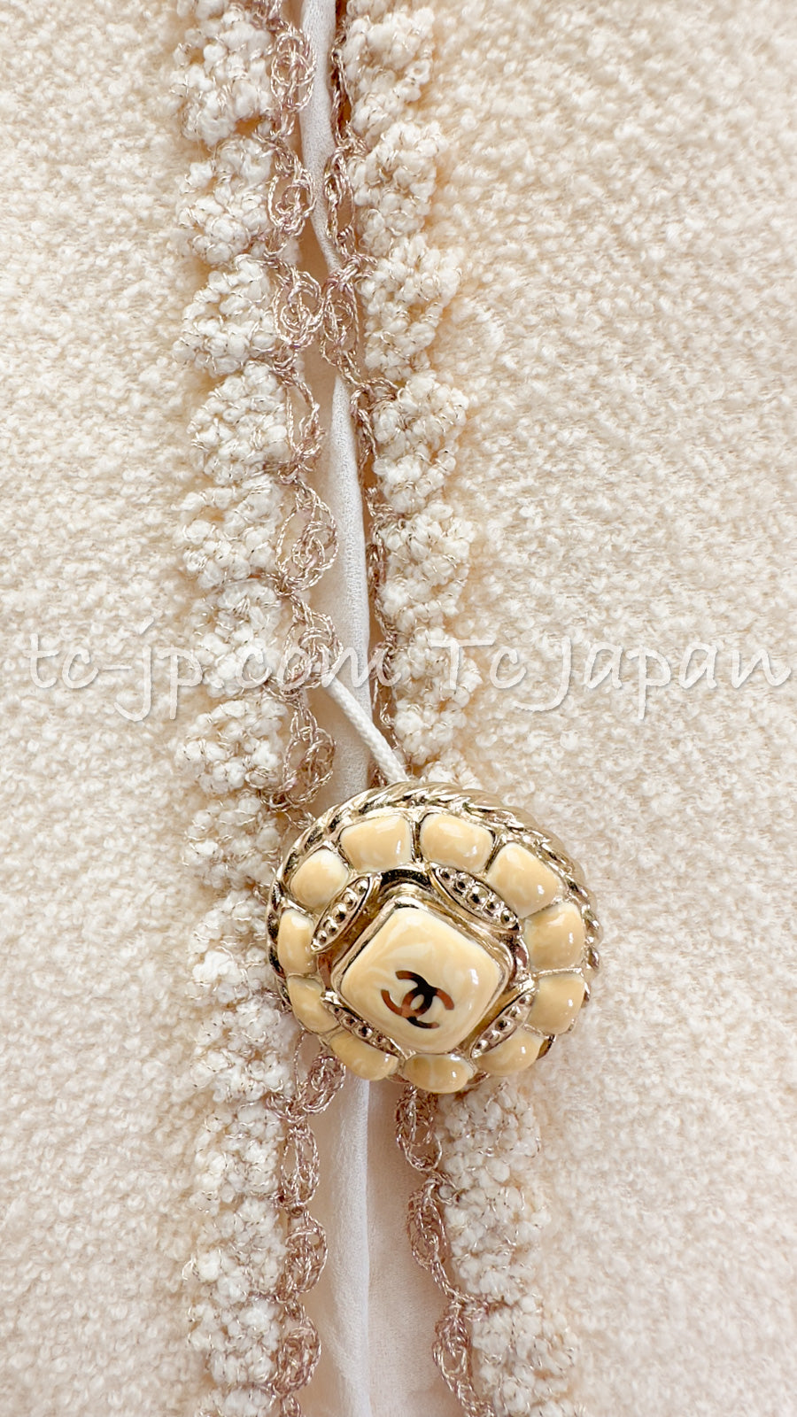 CHANEL 10C Ivory Cream Gold Line Trim Jacket 36 42 シャネル アイボリー クリーム ゴールド ライン トリム ジャケット 即発