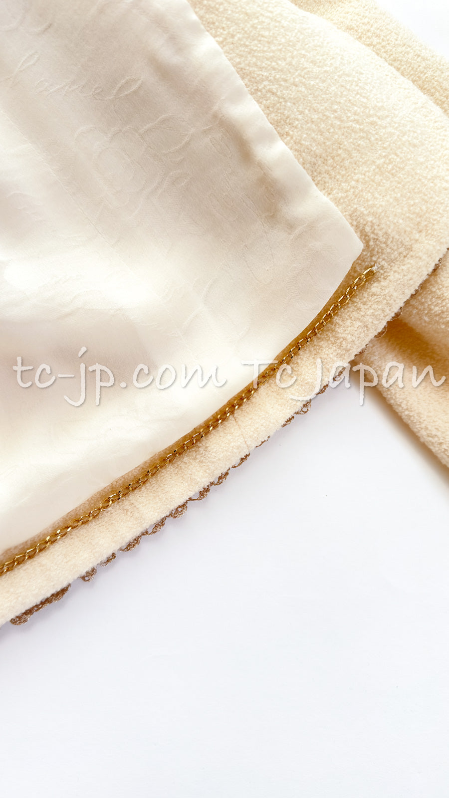 CHANEL 10C Ivory Cream Gold Line Trim Jacket 36 42 シャネル アイボリー クリーム ゴールド ライン トリム ジャケット 即発