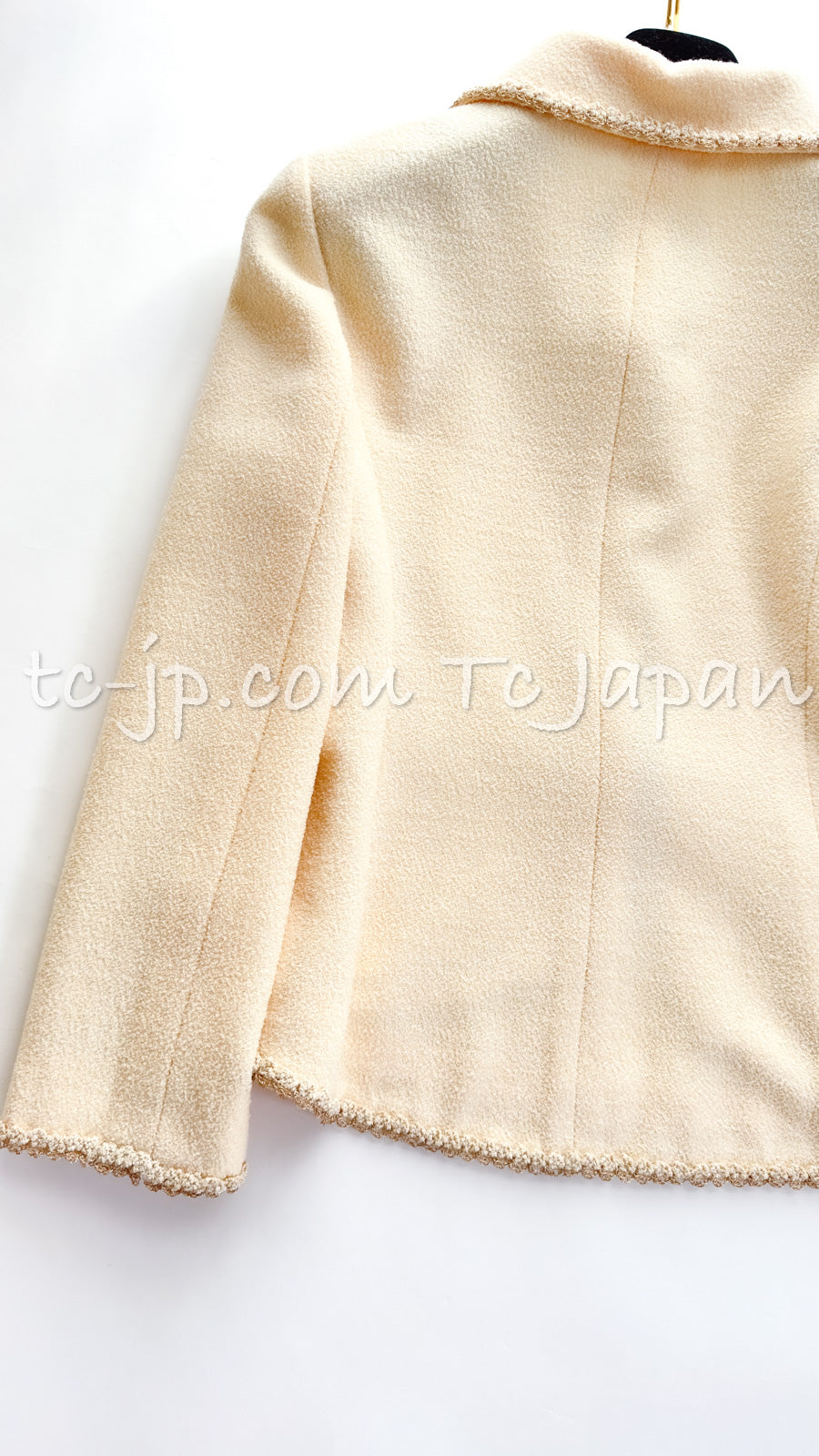 CHANEL 10C Ivory Cream Gold Line Trim Jacket 36 42 シャネル アイボリー クリーム ゴールド ライン トリム ジャケット 即発