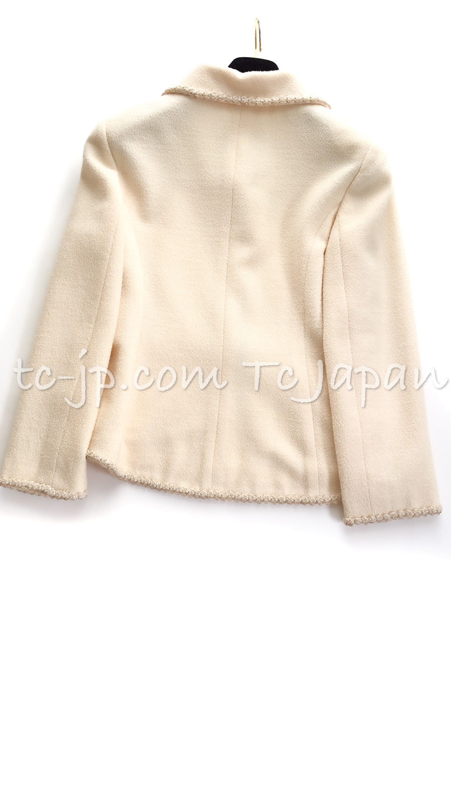CHANEL 10C Ivory Cream Gold Line Trim Jacket 36 42 シャネル アイボリー クリーム ゴールド ライン トリム ジャケット 即発
