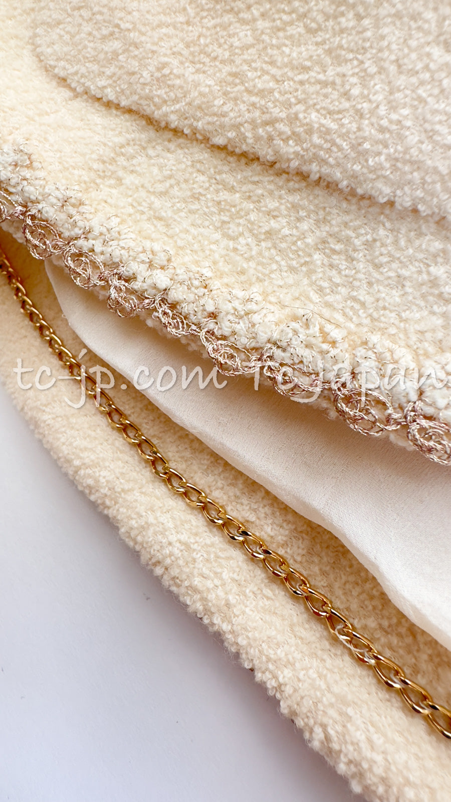 CHANEL 10C Ivory Cream Gold Line Trim Jacket 36 42 シャネル アイボリー クリーム ゴールド ライン トリム ジャケット 即発