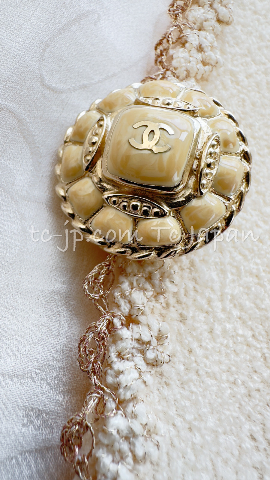 CHANEL 10C Ivory Cream Gold Line Trim Jacket 36 42 シャネル アイボリー クリーム ゴールド ライン トリム ジャケット 即発