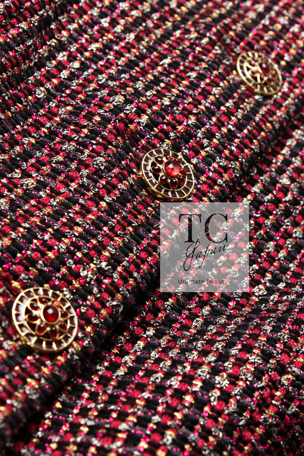 CHANEL 12PF Burgundy Wine Red Griopix Jacket Skirt Suit 34 シャネル バーガンディー ワイン レッド グリポア宝石ボタン ジャケット スカート スーツ 即発