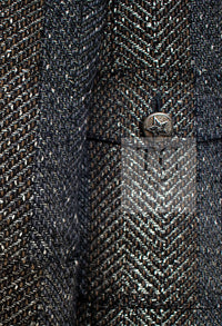 CHANEL 07PF Gray Silver Chevron Double Wool Tweed Jacket Coat 36 38 シャネル グレー シルバー シェブロン ダブル ウール ツイード ジャケット コート 即発