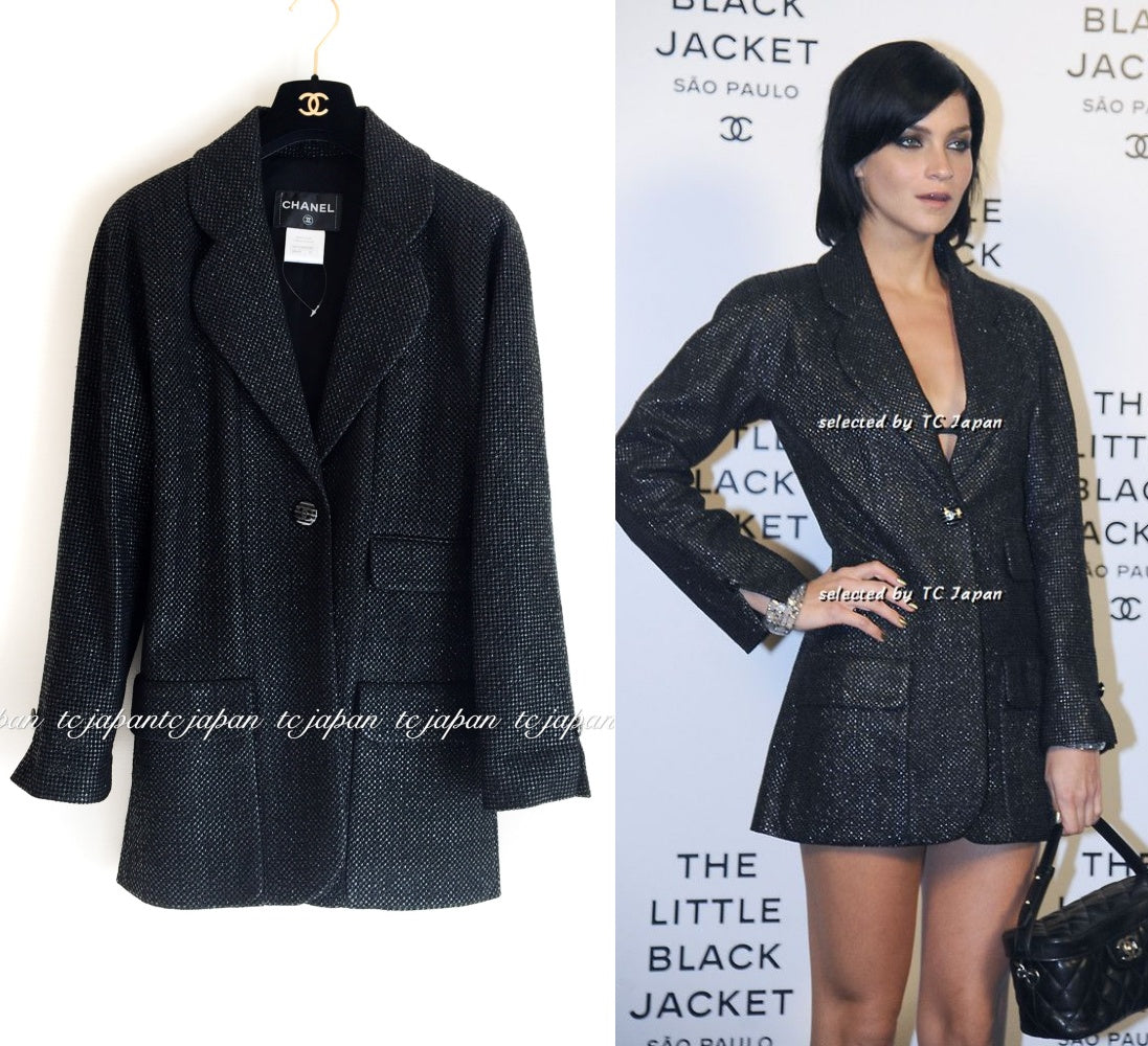 CHANEL 14C Black Metallic Tweed Jacket 42 シャネル メンズも ブラック メタリック ジャケット 即発