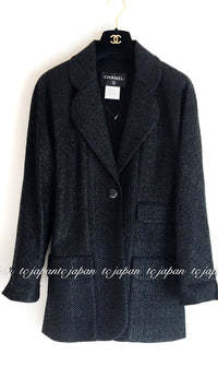 CHANEL 14C Black Metallic Tweed Jacket 42 シャネル メンズも ブラック メタリック ジャケット 即発