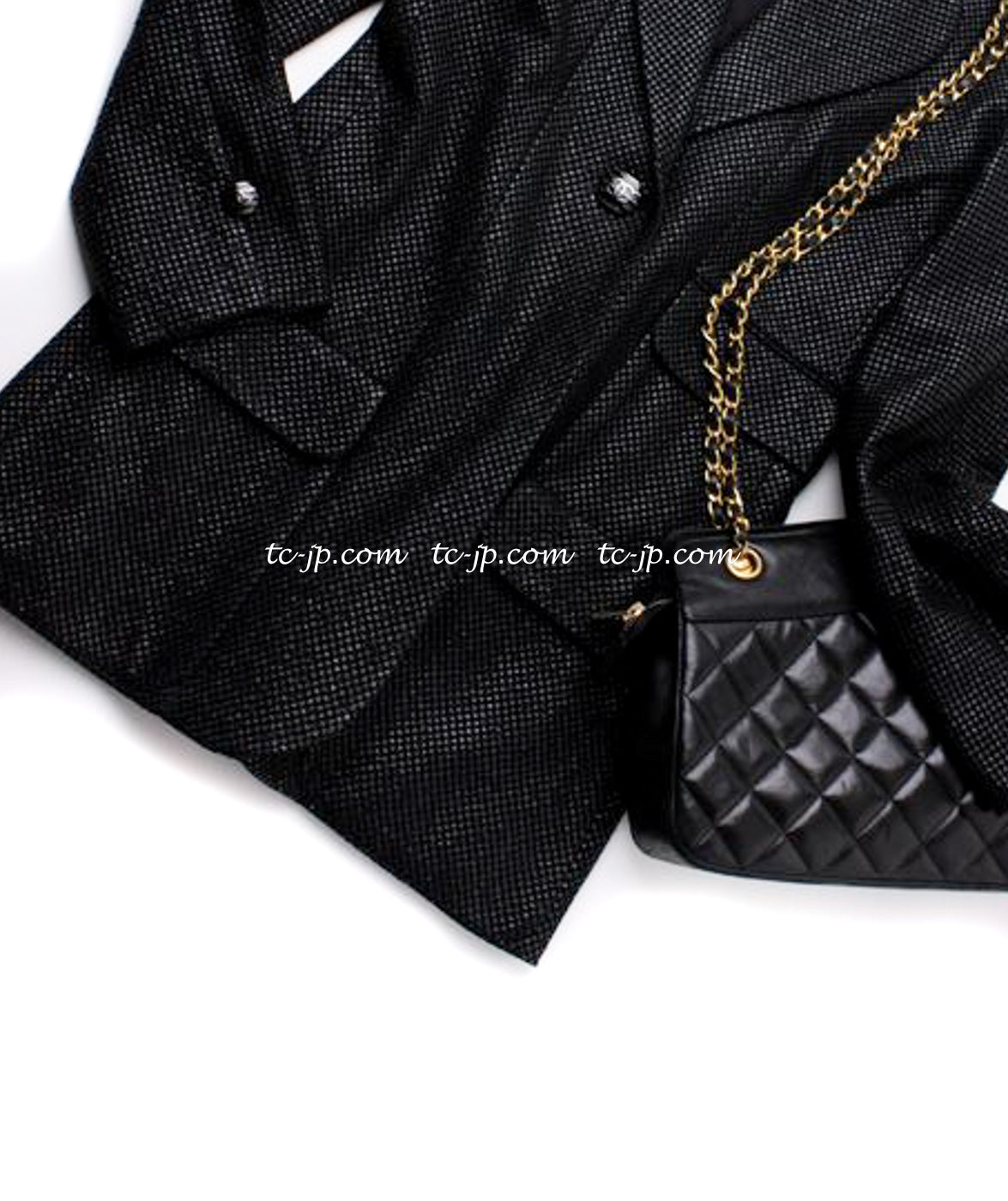 CHANEL 14C Black Metallic Tweed Jacket 42 シャネル メンズも ブラック メタリック ジャケット 即発
