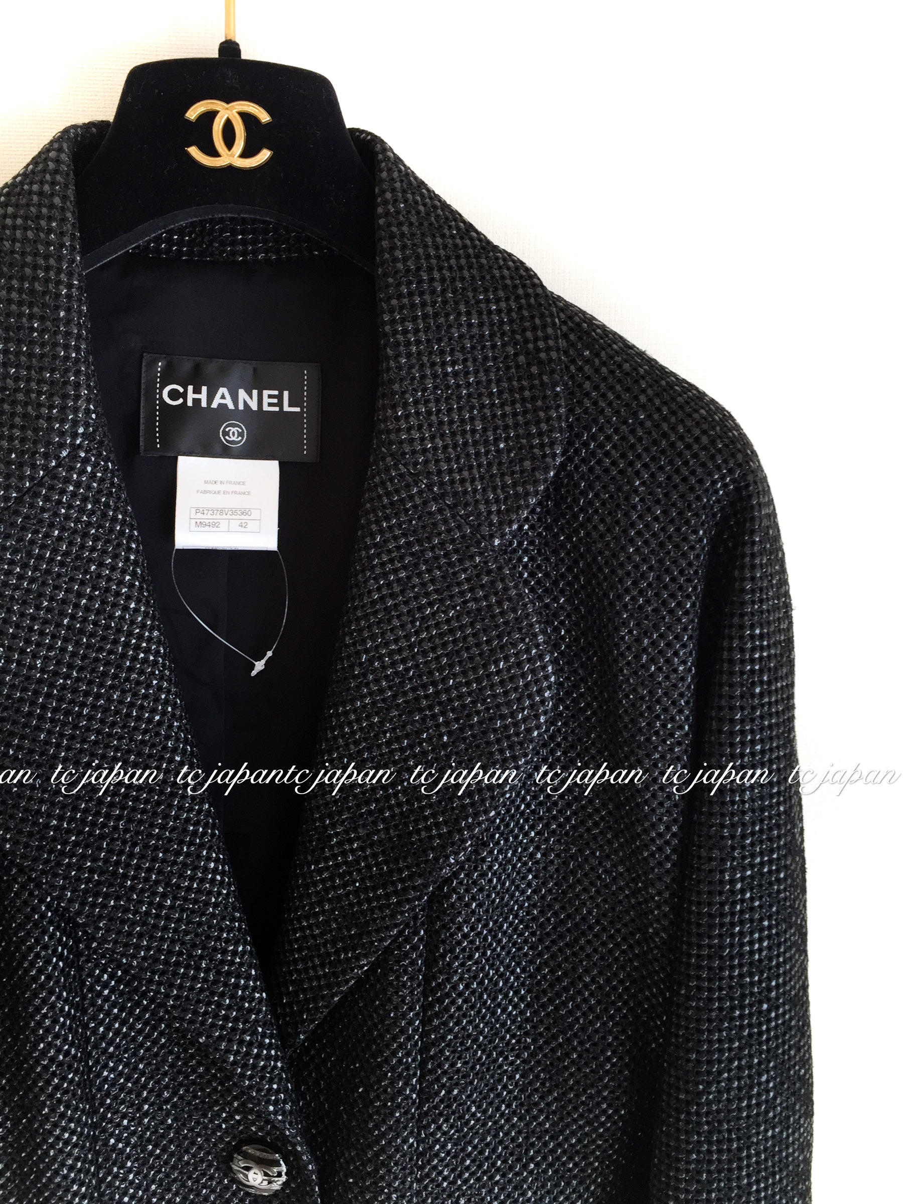 CHANEL 14C Black Metallic Tweed Jacket 42 シャネル メンズも ブラック メタリック ジャケット 即発