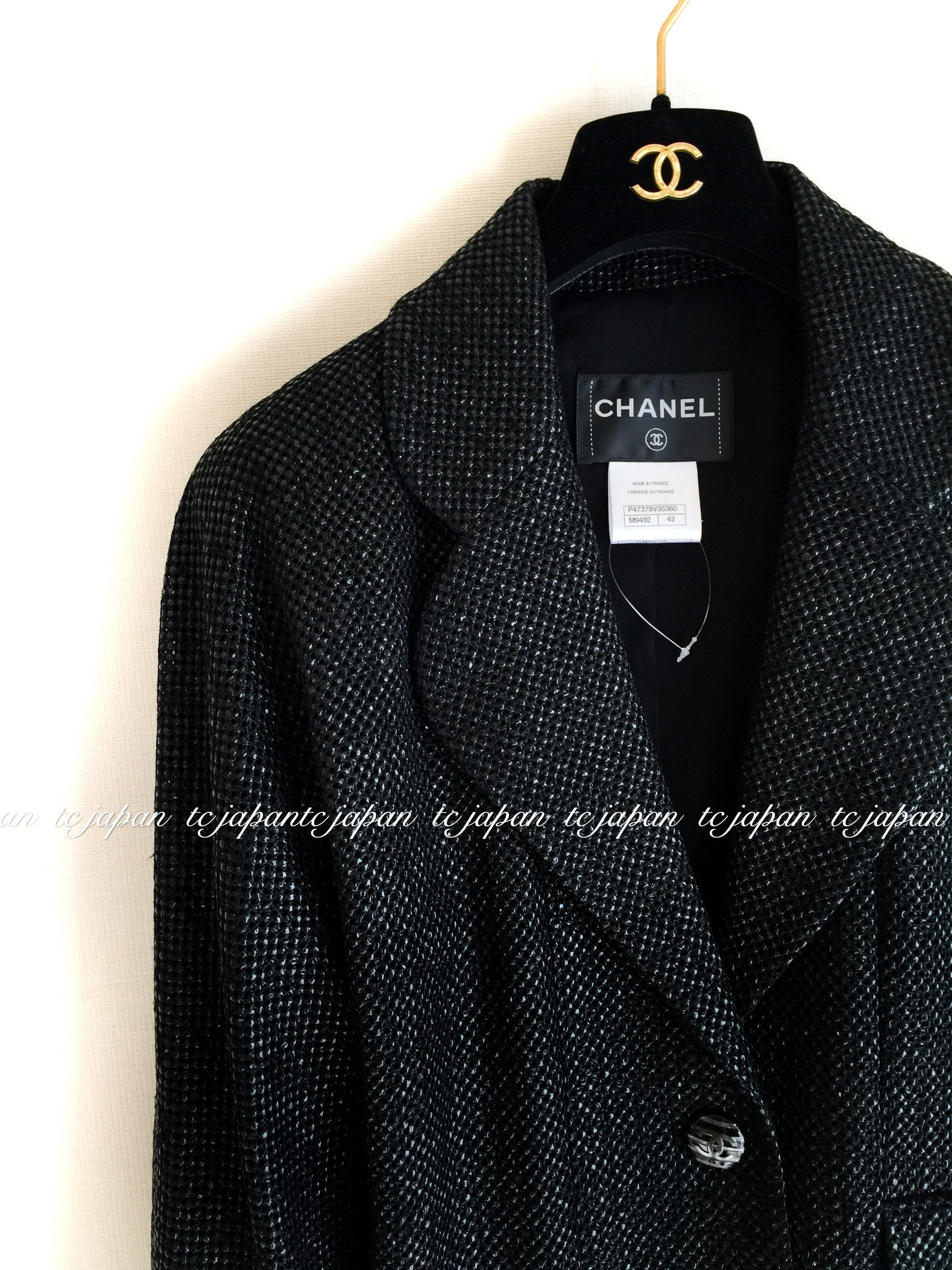 CHANEL 14C Black Metallic Tweed Jacket 42 シャネル メンズも ブラック メタリック ジャケット 即発