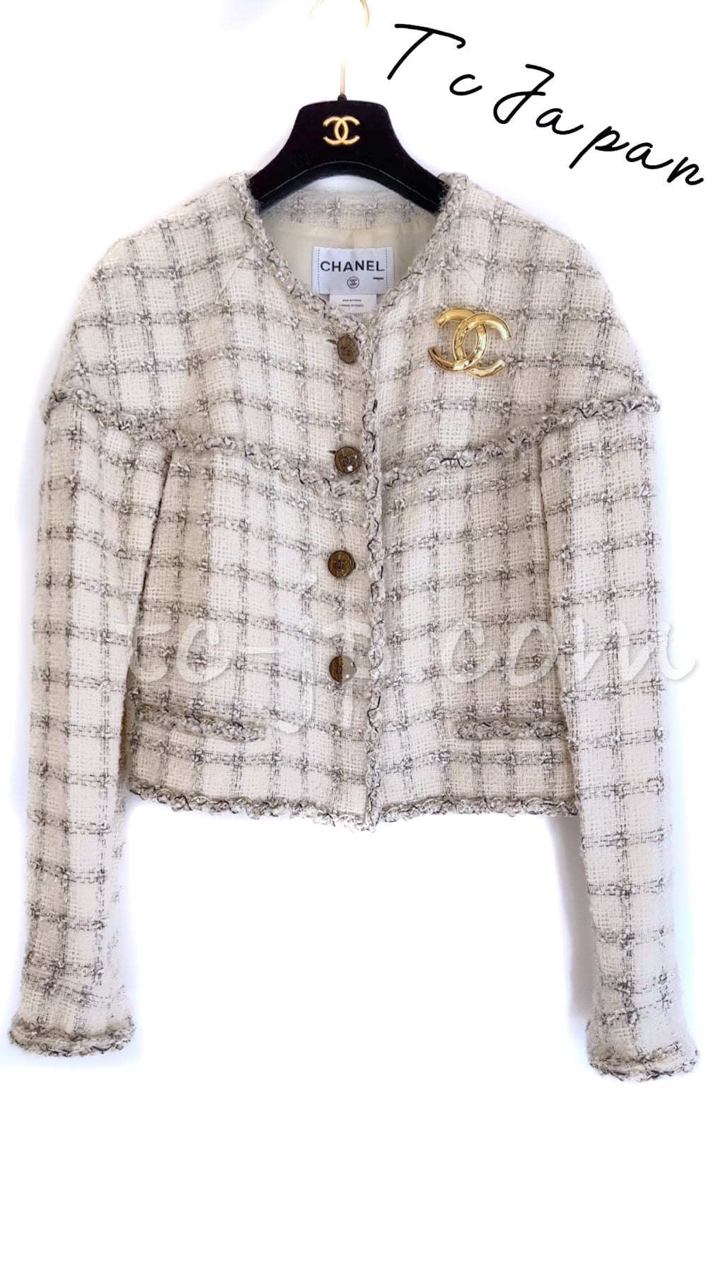 シャネル ジャケット CHANEL アイボリー クリーム チェーン ブレイド 