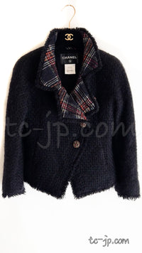 CHANEL 13PF Black Tartan Check Tweed Jacket 34 36 40 シャネル ブラック タータンチェック ツイード ジャケット 即発