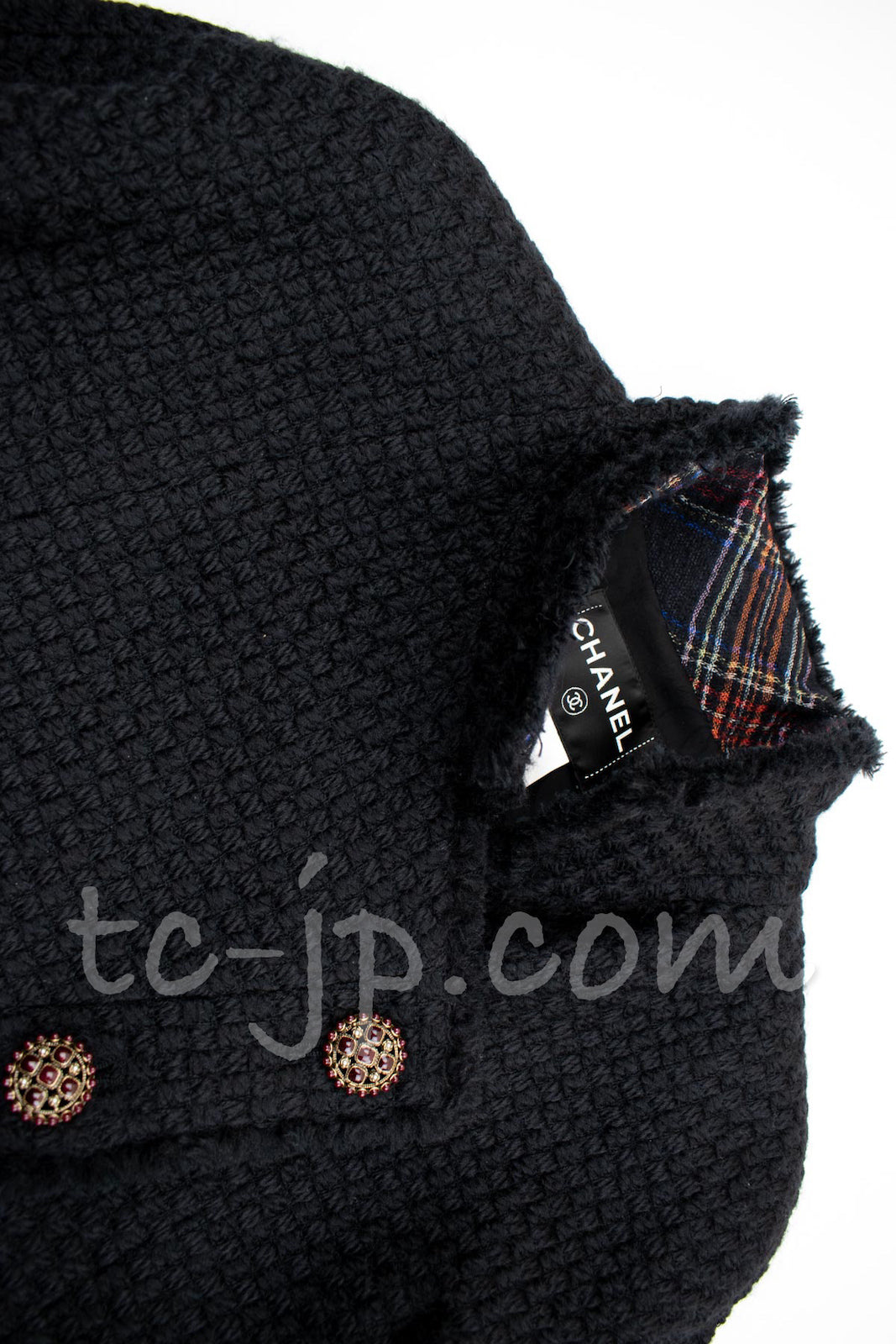 CHANEL 13PF Black Tartan Check Tweed Jacket 34 36 40 シャネル ブラック タータンチェック ツイード ジャケット 即発