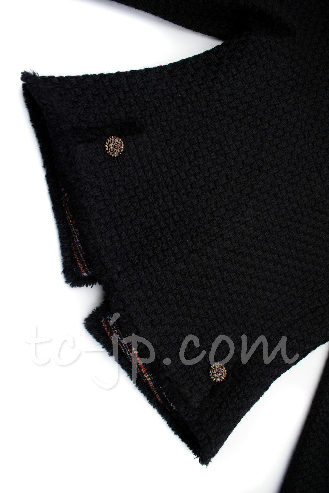 CHANEL 13PF Black Tartan Check Tweed Jacket 34 36 40 シャネル ブラック タータンチェック ツイード ジャケット 即発