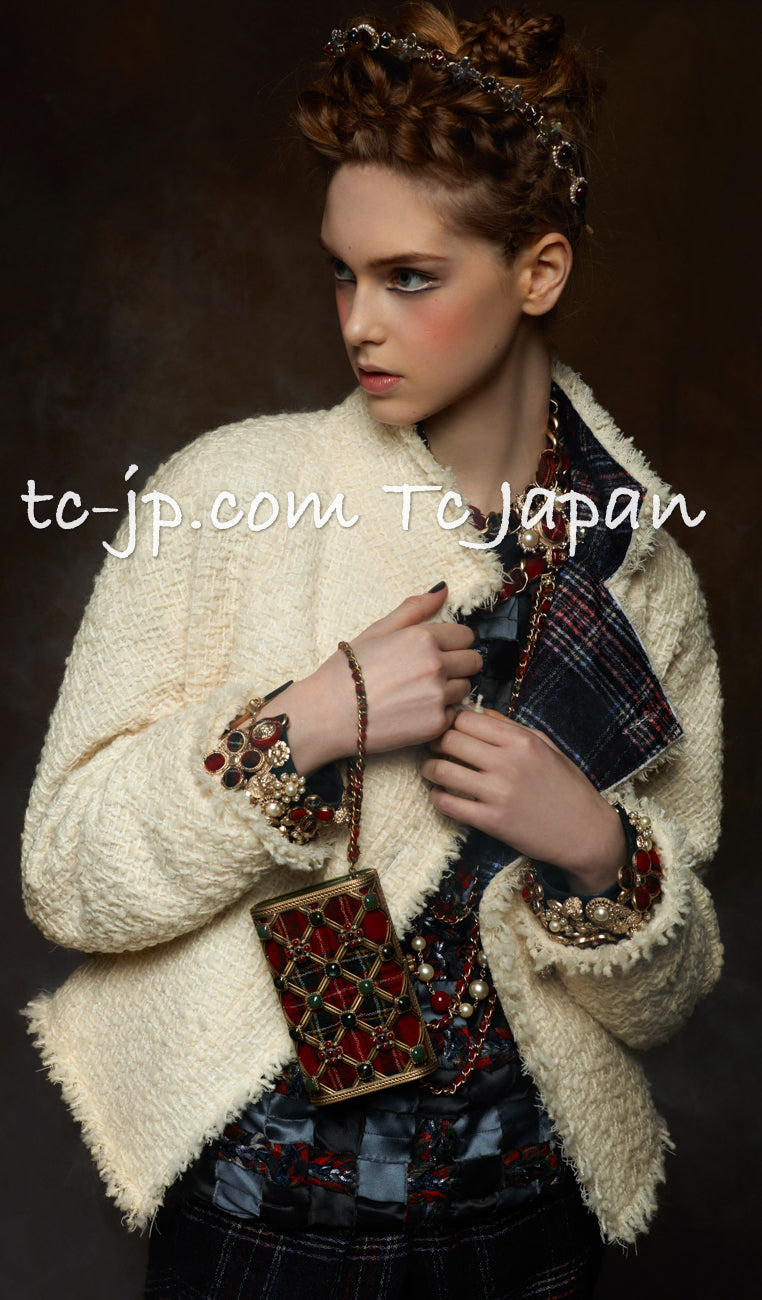 CHANEL 13PF Black Tartan Check Tweed Jacket 34 36 40 シャネル ブラック タータンチェック ツイード ジャケット 即発