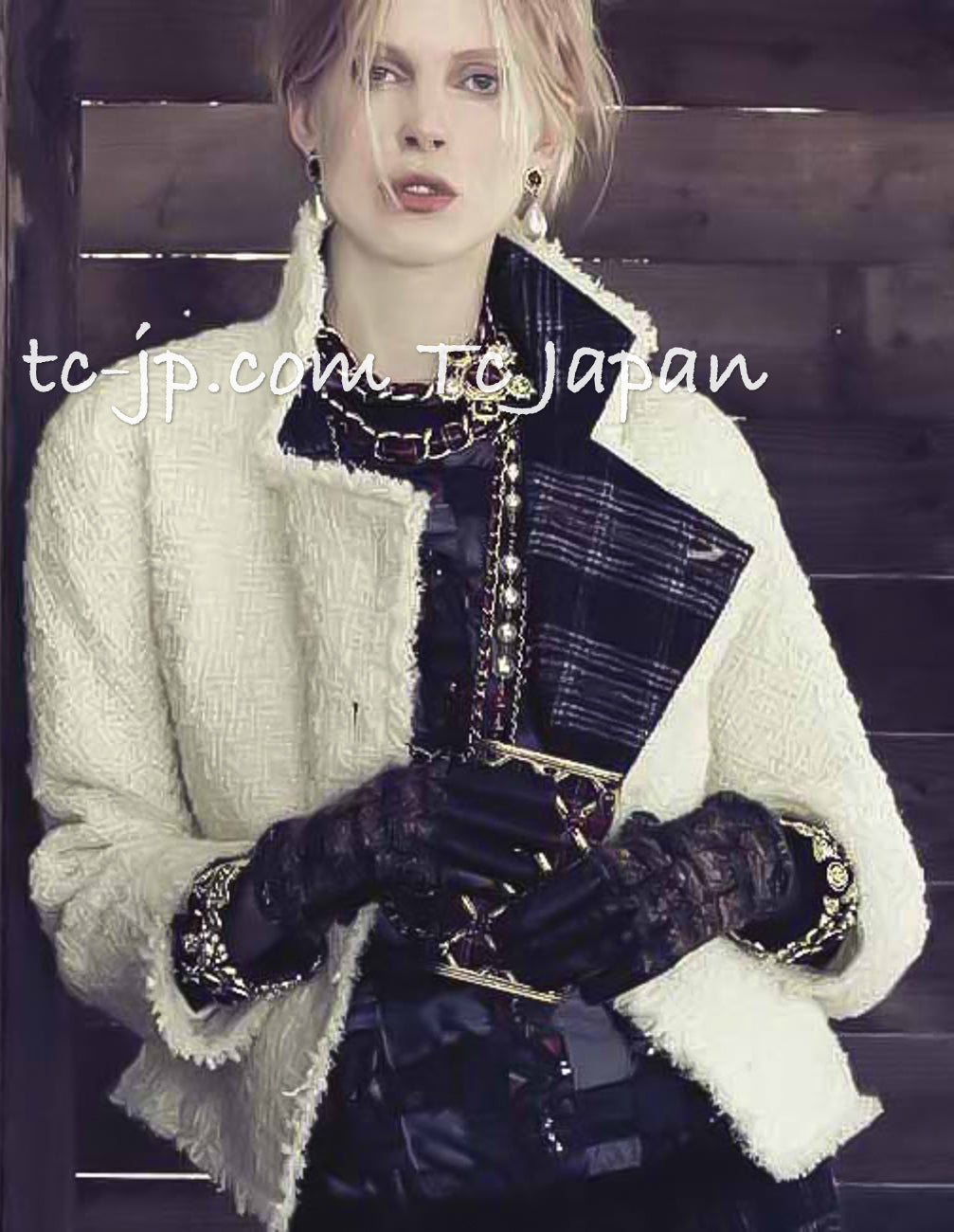 CHANEL 13PF Black Tartan Check Tweed Jacket 34 36 40 シャネル ブラック タータンチェック ツイード ジャケット 即発