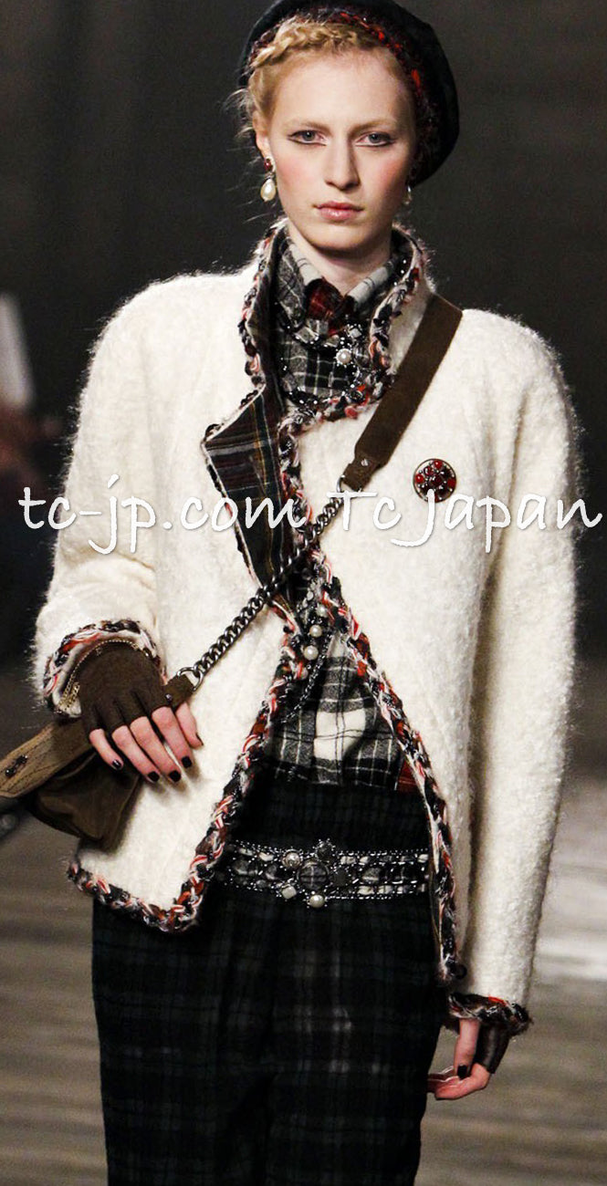 CHANEL 13PF Black Tartan Check Tweed Jacket 34 36 40 シャネル ブラック タータンチェック ツイード ジャケット 即発