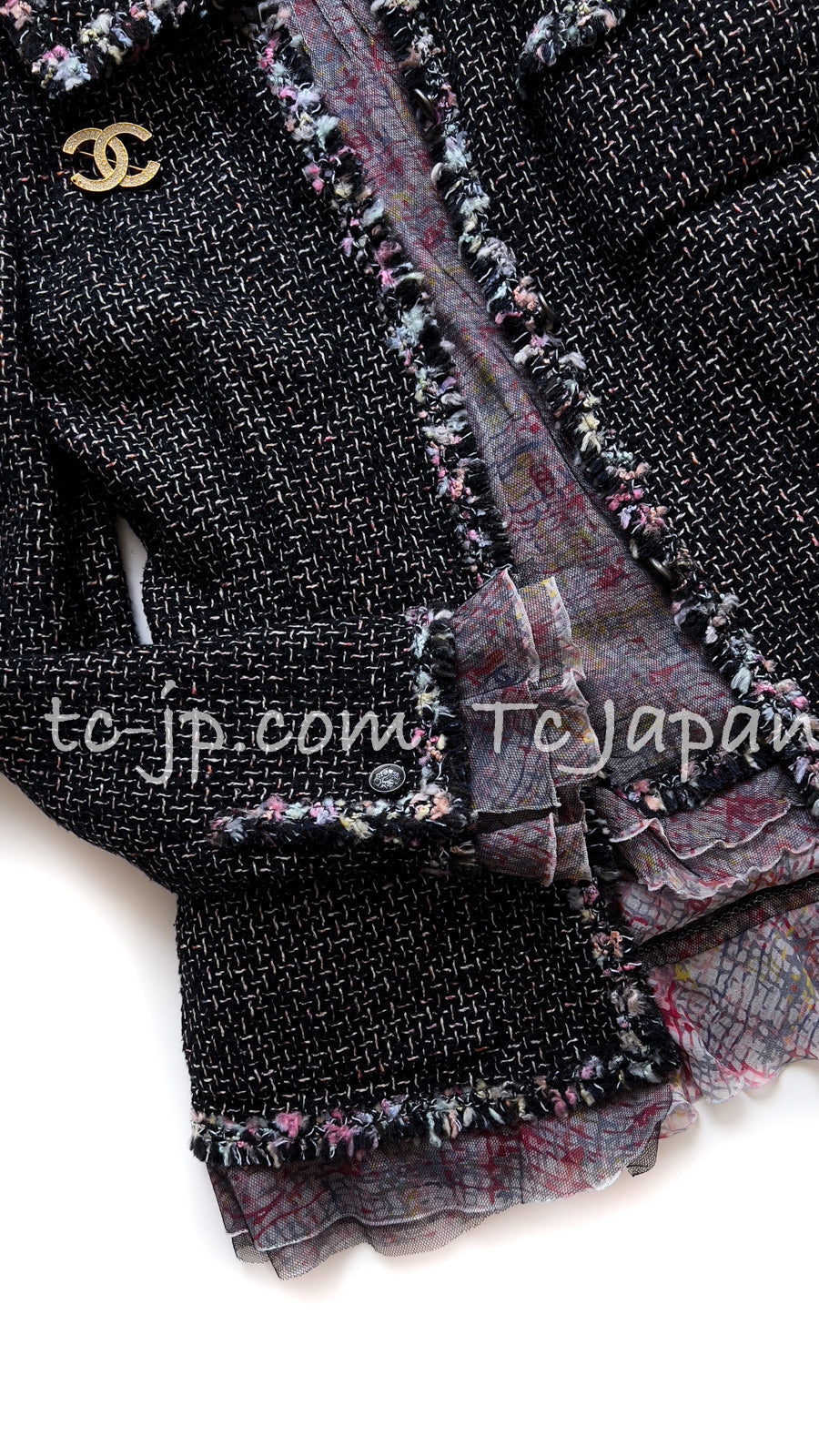 CHANEL 05C $6.5K 57Th NY Limited Collection Silk Wool Tweed Jacket 36 38 40 シャネル NY 57番街 限定 シルク ウール フリル ツイード ジャケット 即発