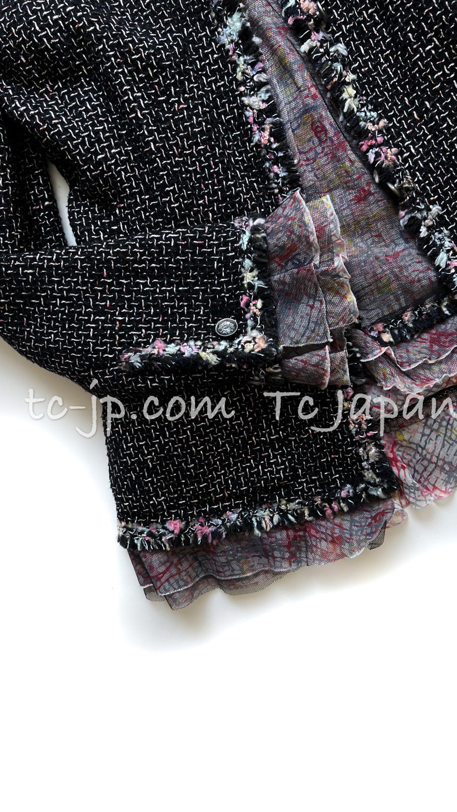 CHANEL 05C $6.5K 57Th NY Limited Collection Silk Wool Tweed Jacket 36 38 40 シャネル NY 57番街 限定 シルク ウール フリル ツイード ジャケット 即発