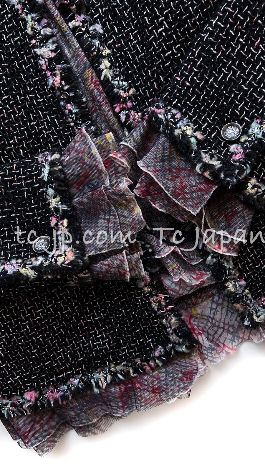 CHANEL 05C $6.5K 57Th NY Limited Collection Silk Wool Tweed Jacket 36 38 40 シャネル NY 57番街 限定 シルク ウール フリル ツイード ジャケット 即発