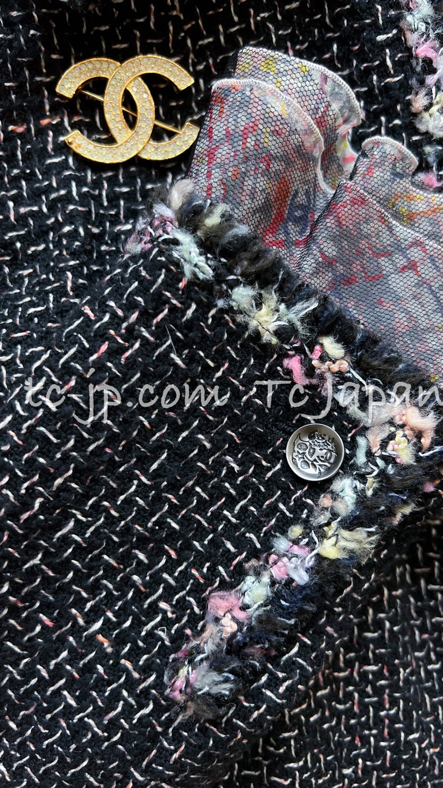 CHANEL 05C $6.5K 57Th NY Limited Collection Silk Wool Tweed Jacket 36 38 40 シャネル NY 57番街 限定 シルク ウール フリル ツイード ジャケット 即発