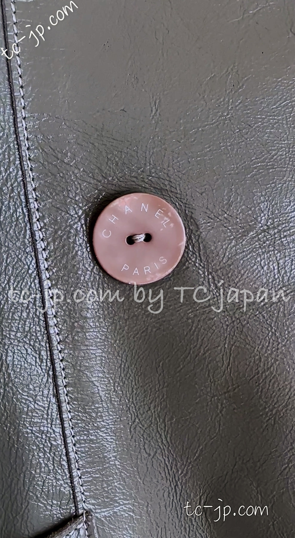 CHANEL 03C Gray Moss Calfskin Leather Camellia Jacket 38 シャネル モス グレー カメリア カーフスキン レザー ジャケット 即発
