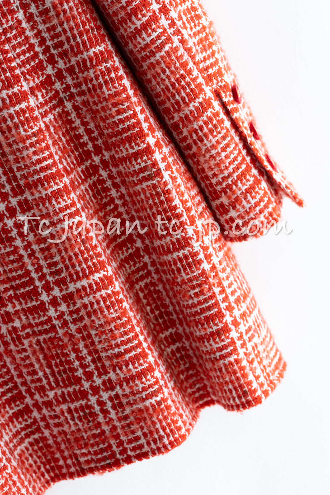 CHANEL 97S Vintage Red White Checked Wool Mohair Tweed Coat Jacket 36 38 シャネル ヴィンテージ レッド ホワイト ウール プードル モヘア ツイード コート ジャケット 即発