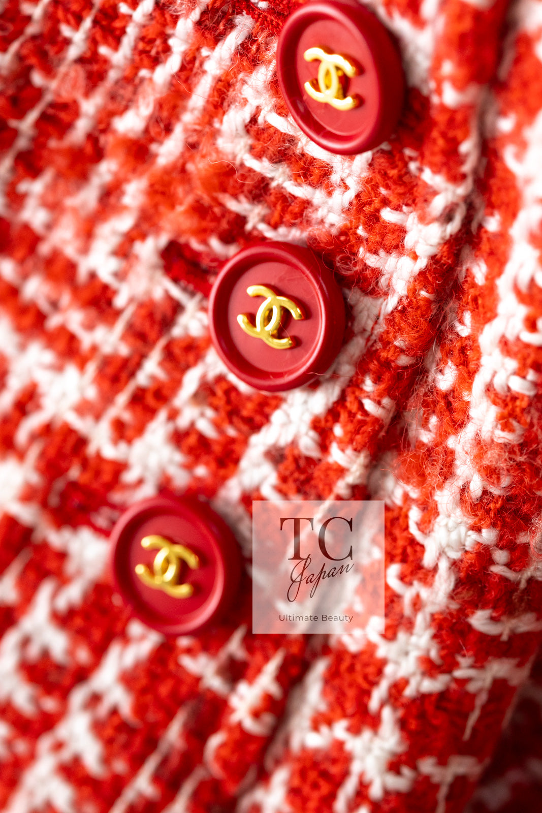CHANEL 97S Vintage Red White Checked Wool Mohair Tweed Coat Jacket 36 38 シャネル ヴィンテージ レッド ホワイト ウール プードル モヘア ツイード コート ジャケット 即発