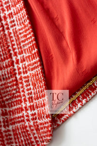 CHANEL 97S Vintage Red White Checked Wool Mohair Tweed Coat Jacket 36 38 シャネル ヴィンテージ レッド ホワイト ウール プードル モヘア ツイード コート ジャケット 即発
