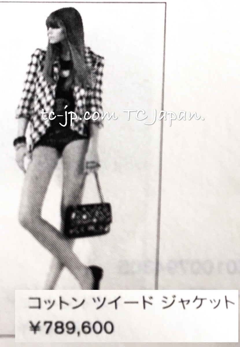 CHANEL 07S Ivory Black Jeweled COCO Emblem Fringed  Lesage Tweed Jacket Skirt 34 40 シャネル ホワイト ブラック CCエンブレム フリンジ ルサージュ ツイード ジャケット スカート 即発
