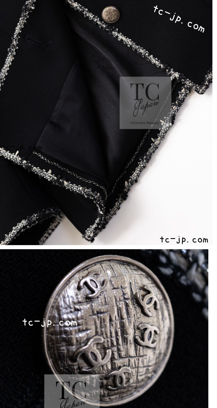 CHANEL 05C Black CC Logo Emblem Blazer Jacket 38 シャネル ブラック CC ロゴ エンブレム ブレザー ジャケット 即発