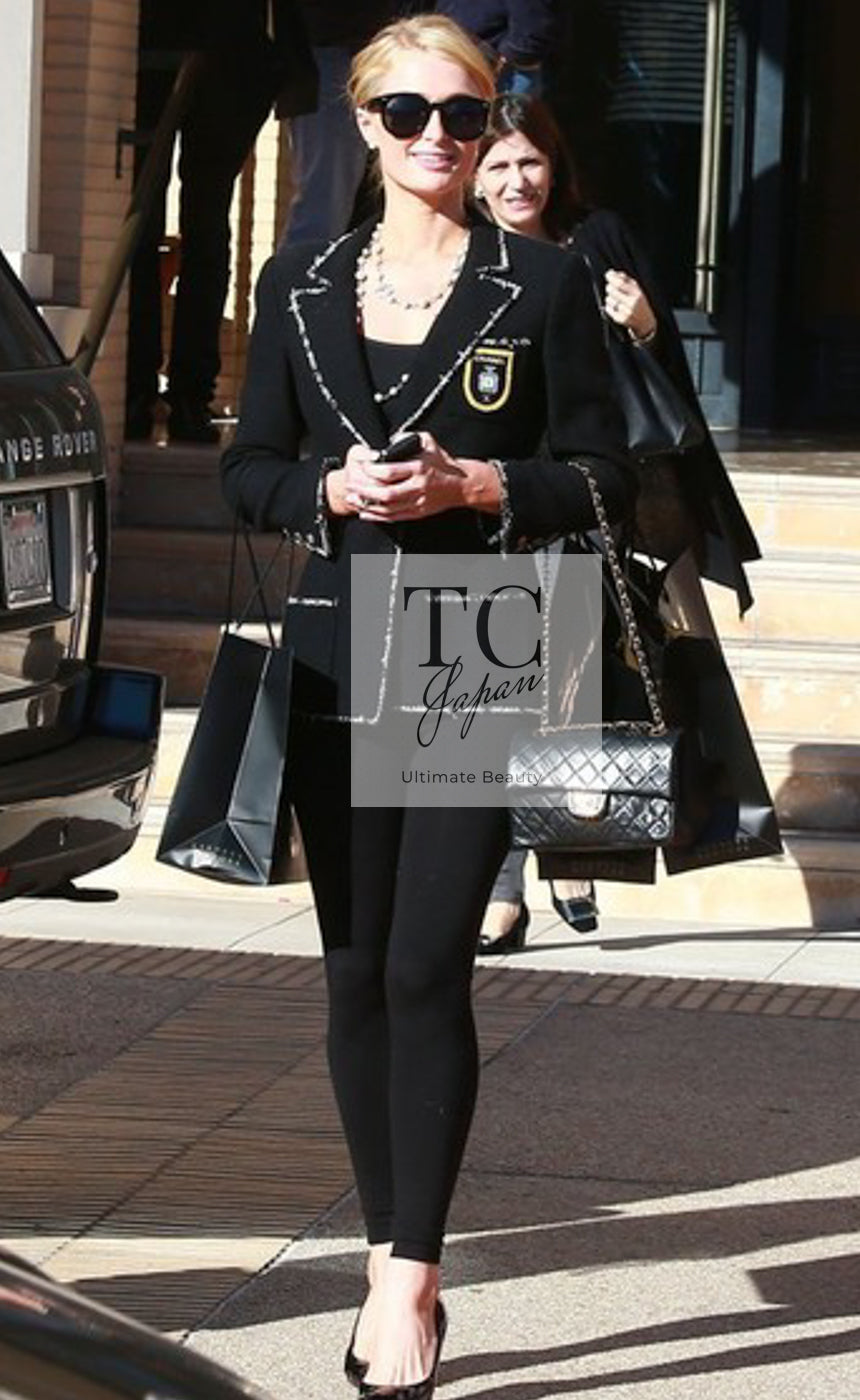 CHANEL 05C Black CC Logo Emblem Blazer Jacket 38 シャネル ブラック CC ロゴ エンブレム ブレザー ジャケット 即発