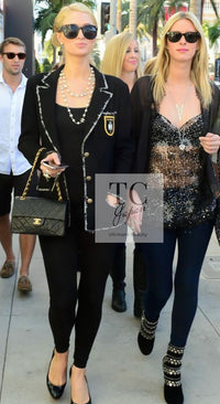 CHANEL 05C Black CC Logo Emblem Blazer Jacket 38 シャネル ブラック CC ロゴ エンブレム ブレザー ジャケット 即発