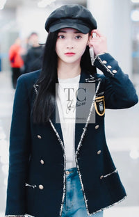 CHANEL 05C Black Silver Trim CC Logo Emblem Lesage Blazer Jacket 38 シャネル ブラック シルバー トリム CC ロゴ エンブレム ルサージュ ブレザー ジャケット 即発