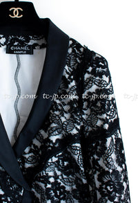 CHANEL 14C Black White Floral Lace Party Jacket 34 36 シャネル ブラック ホワイト フローラル レース パーティー ジャケット 即発 - TC JAPAN