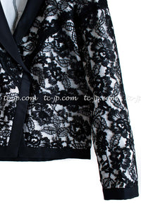 CHANEL 14C Black White Floral Lace Party Jacket 34 36 シャネル ブラック ホワイト フローラル レース パーティー ジャケット 即発 - TC JAPAN