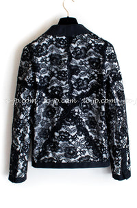CHANEL 14C Black White Floral Lace Party Jacket 34 36 シャネル ブラック ホワイト フローラル レース パーティー ジャケット 即発 - TC JAPAN
