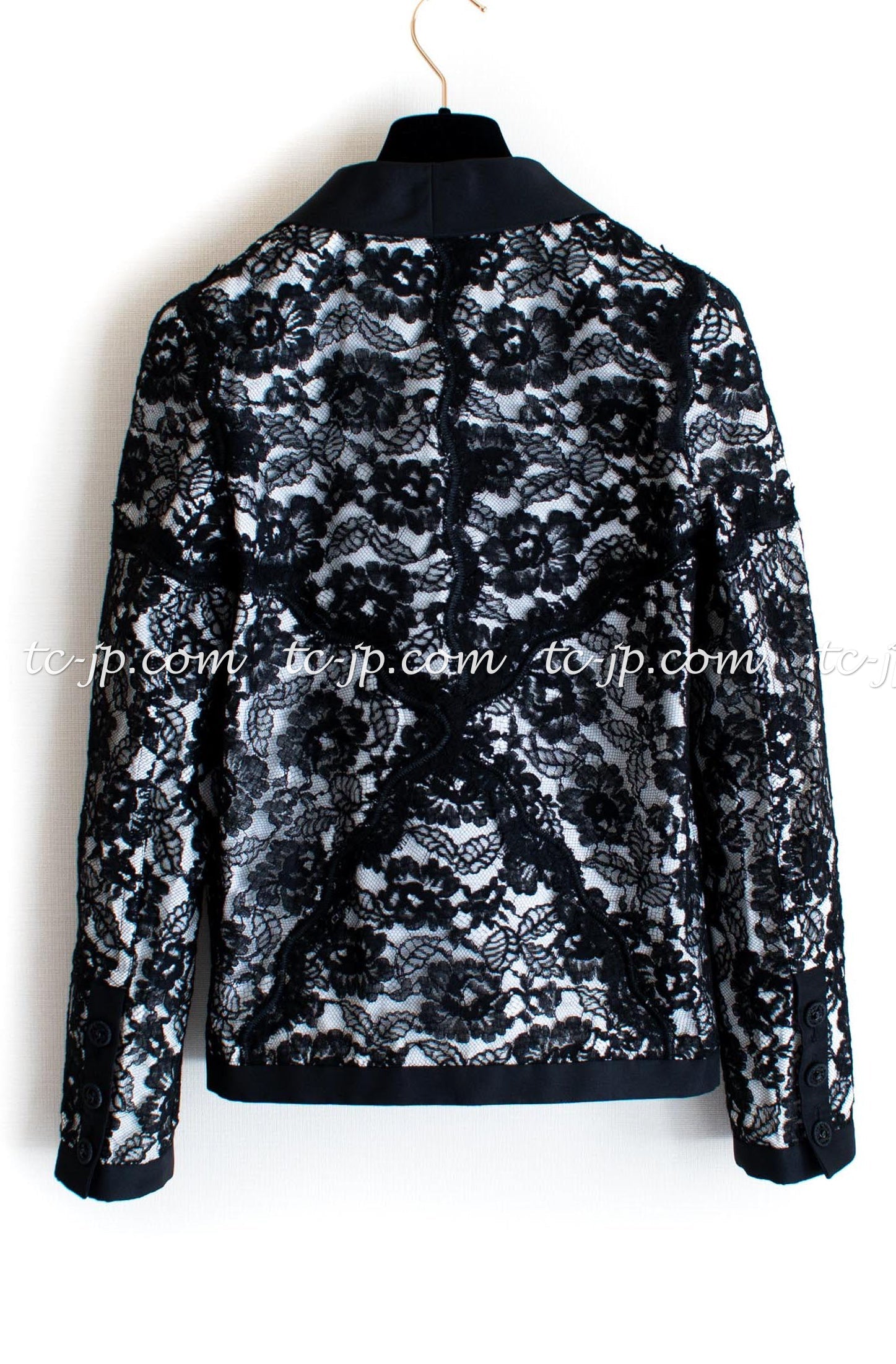 CHANEL 14C Black White Floral Lace Party Jacket 34 36 シャネル ブラック ホワイト フローラル レース パーティー ジャケット 即発 - TC JAPAN