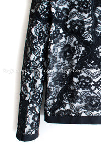 CHANEL 14C Black White Floral Lace Party Jacket 34 36 シャネル ブラック ホワイト フローラル レース パーティー ジャケット 即発 - TC JAPAN