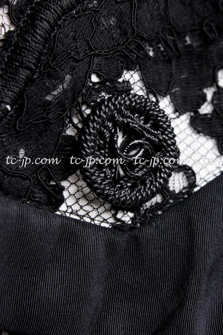 CHANEL 14C Black White Floral Lace Party Jacket 34 36 シャネル ブラック ホワイト フローラル レース パーティー ジャケット 即発 - TC JAPAN