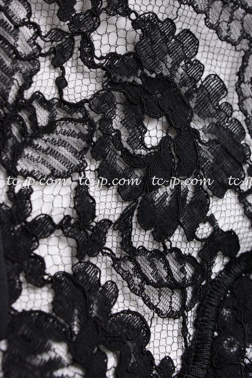 CHANEL 14C Black White Floral Lace Party Jacket 34 36 シャネル ブラック ホワイト フローラル レース パーティー ジャケット 即発 - TC JAPAN