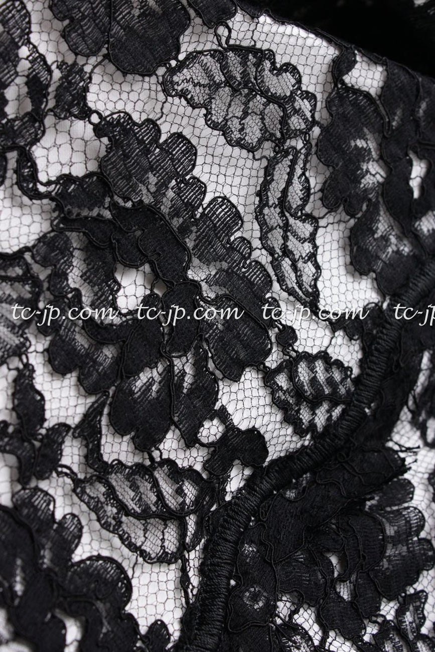 CHANEL 14C Black White Floral Lace Party Jacket 34 36 シャネル ブラック ホワイト フローラル レース パーティー ジャケット 即発 - TC JAPAN