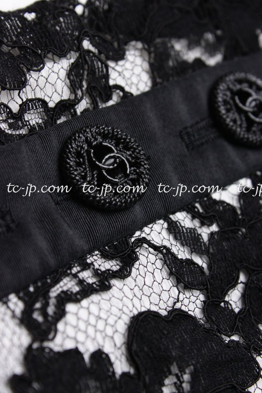 CHANEL 14C Black White Floral Lace Party Jacket 34 36 シャネル ブラック ホワイト フローラル レース パーティー ジャケット 即発 - TC JAPAN