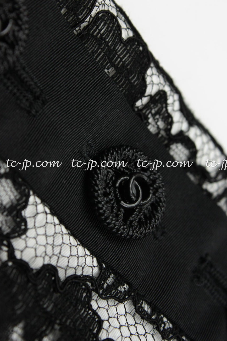 CHANEL 14C Black White Floral Lace Party Jacket 34 36 シャネル ブラック ホワイト フローラル レース パーティー ジャケット 即発 - TC JAPAN