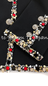 CHANEL 05C Black Beads Trim Wool Blazer Jacket Collectors Item 36 38 シャネル ブラック ビジュー トリミング ウール ブレザー ジャケット ミランダ カー着 即発 - TC JAPAN