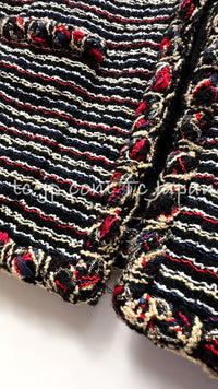 CHANEL 11C Black Border Multi Color Tweed Jacket 34 シャネル ブラック マルチカラー ストライプ ボーダー ツイード ジャケット 即発