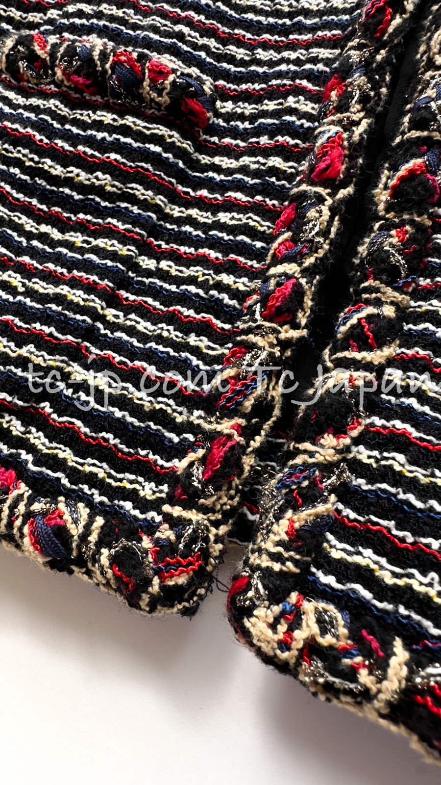 CHANEL 11C Black Border Multi Color Tweed Jacket 34 シャネル ブラック マルチカラー ストライプ ボーダー ツイード ジャケット 即発