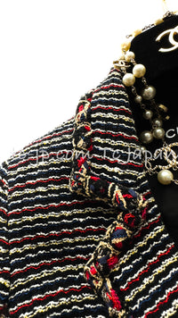 CHANEL 11C Black Border Multi Color Tweed Jacket 34 シャネル ブラック マルチカラー ストライプ ボーダー ツイード ジャケット 即発