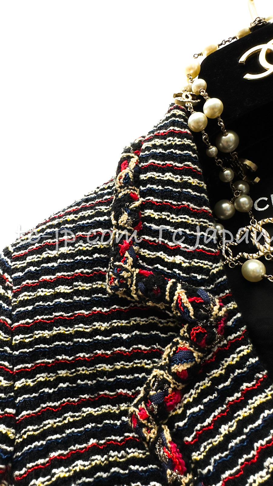 CHANEL 11C Black Border Multi Color Tweed Jacket 34 シャネル ブラック マルチカラー ストライプ ボーダー ツイード ジャケット 即発