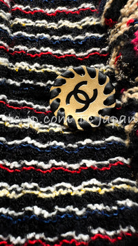 CHANEL 11C Black Border Multi Color Tweed Jacket 34 シャネル ブラック マルチカラー ストライプ ボーダー ツイード ジャケット 即発